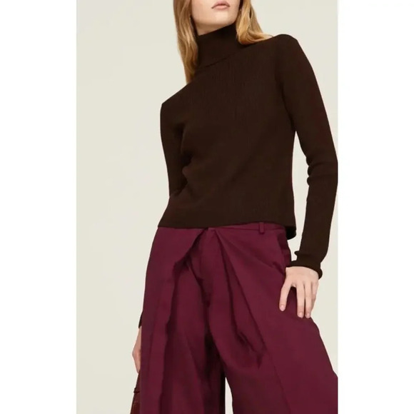 Thakoon Womens Chocolate Brown Open Back Turtleneck Sweater Wool Size S $195 - Picture 2 of 11